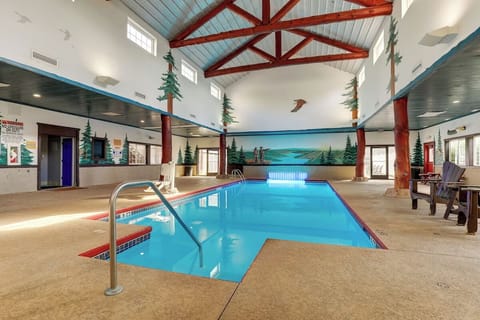 Unwind in the spacious indoor pool with lodge-style charm.