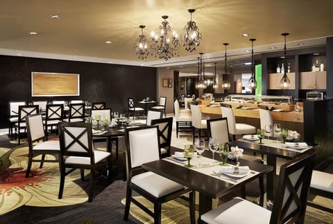 Savor an elegant dinner in a warm, intimate dining room.