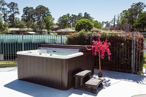 There are excellent lake views from the hot tub
