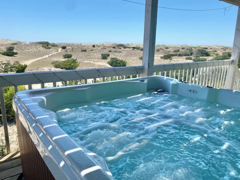 Hot Tub views (wide angle photo makes beach appear farther than it is.)