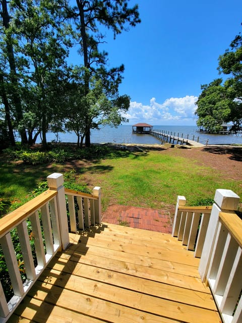 A view of our wharf from the front, Bay-facing door.
