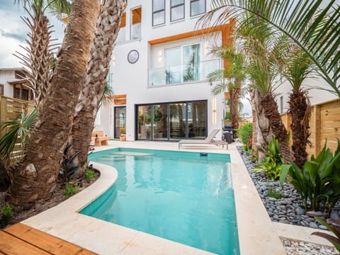 A private slice of paradise framed by palms, complete with sparkling pool
