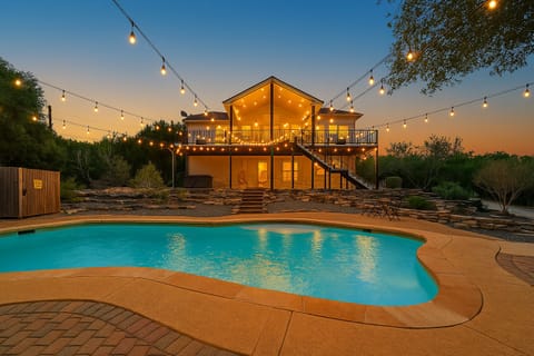 Enjoy complete privacy and plenty of space in your exclusive retreat, where you can unwind by the heated pool or relax in the inviting hot tub for a cozy, peaceful escape.