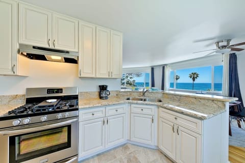 Well equipped kitchen with ocean views
