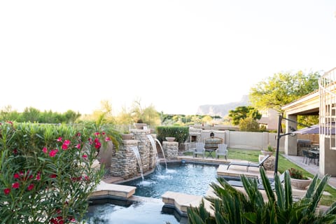 Waterfalls in the serene backyard