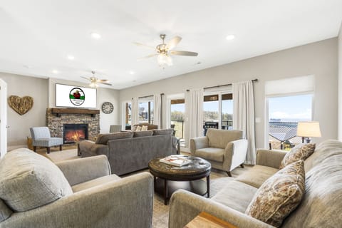 Spacious Living Room with Two Seating Areas, Step just out the Door to the Deck!