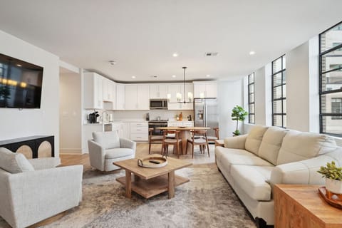 Living Room with Comfortable Seating and Smart TV