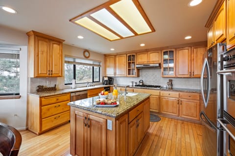Kitchen is fully equipped for your convenience.