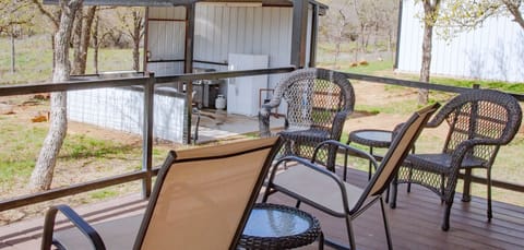 You can view the outdoor kitchen from the front patio.