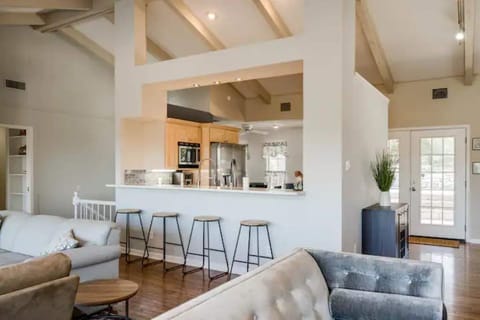 Family room looking into kitchen