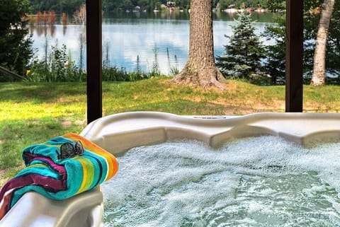 Hot tub and lake view what a great combination 
