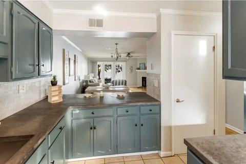 The open floor plan also provides a view of the water!