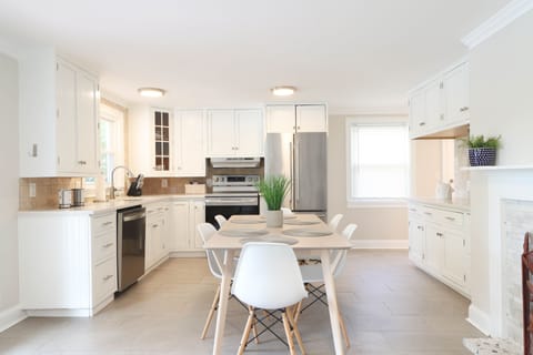 Dining table with seating for 8