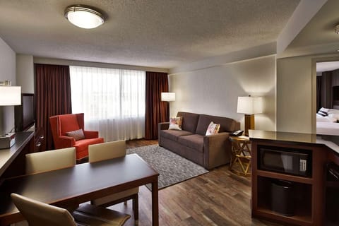 Gather for movies and snacks in this spacious, cozy suite.