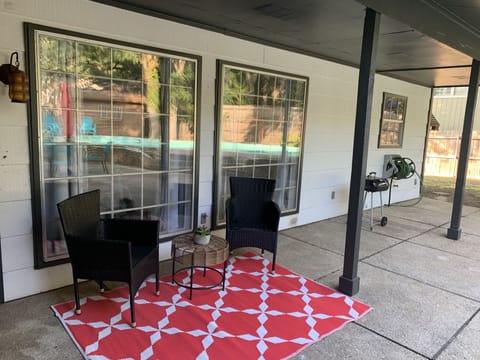 Lounge space under the covered patio