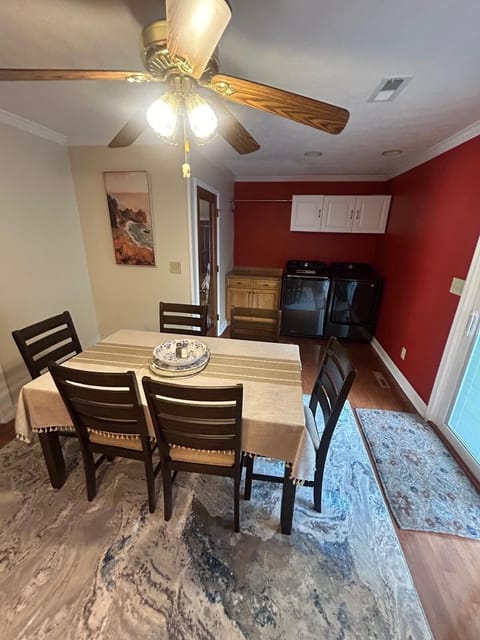 Dining room and laundry room areas