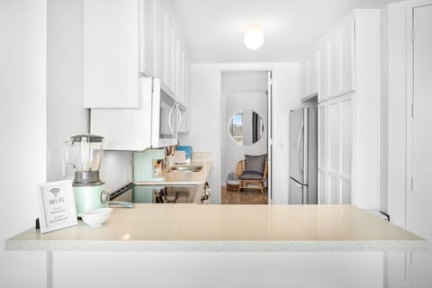 Kitchen has all essentials needed for a comfortable stay. Keurig shown has been replaced with a drip coffee machine.