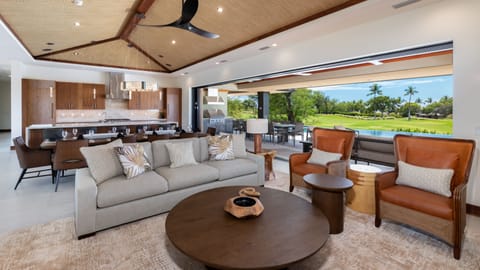 Slide back the disappearing pocket doors for seamless indoor/outdoor living.