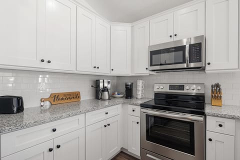 Kitchen is clean and well stocked