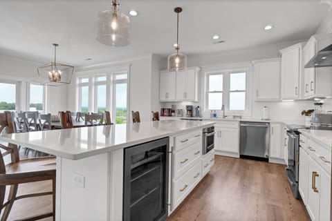 big kitchen island for meal preparations