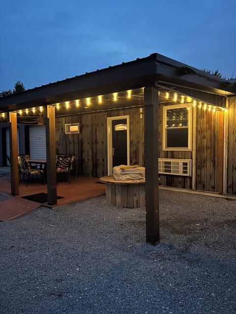 Patio with propane fire pit