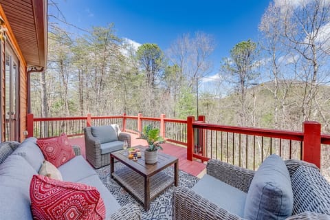 Cozy gathering area on back deck