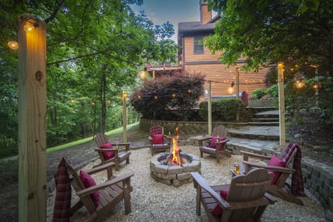 Secluded firepit area is just steps away from the house