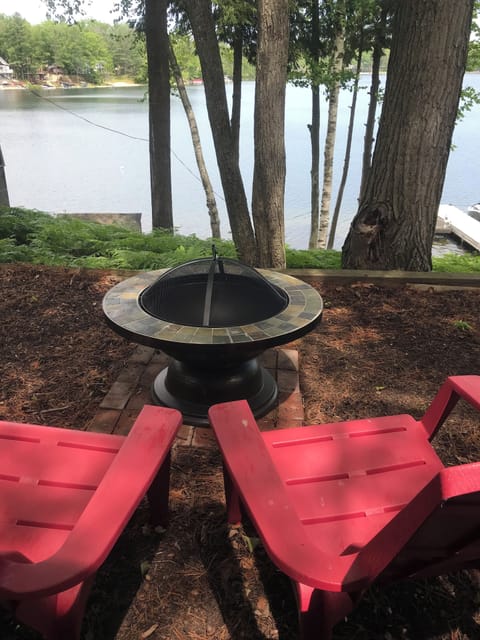Natural Woodchip patio with Firepit
