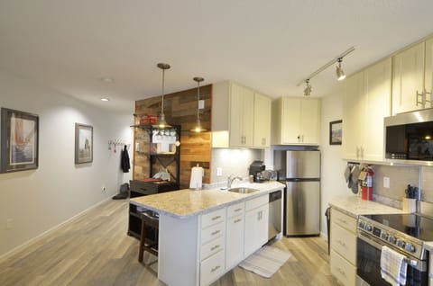 It's a small kitchen but it's fully functional...and there's a surprising amount of counter space!