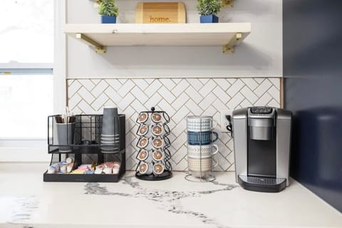 Start your day right with a cozy coffee area, perfect for sipping your morning brew and planning your next adventure.