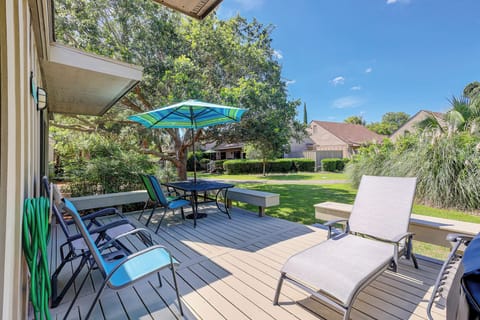 Sunny outdoor deck