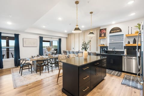 Dining space open to the kitchen and living room