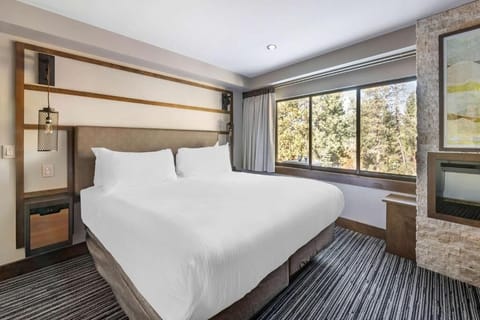 Sink into plush bedding and wake to peaceful treetop scenery.