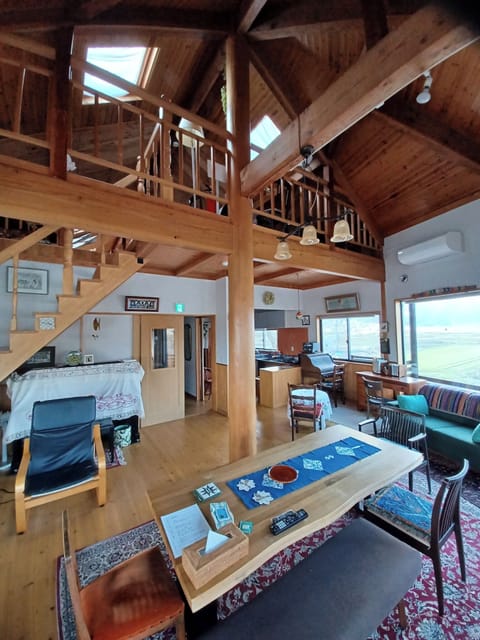 A high, open living room