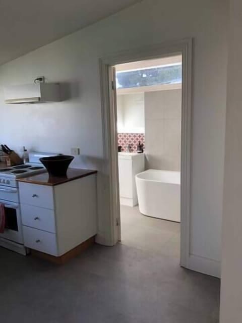 Bathroom off the kitchen