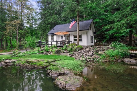Private setting.  Our cottage sits adjacent to a waterfall on 32 wooded acres
