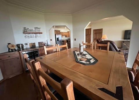 Large dining area that opens into family room and kitchen