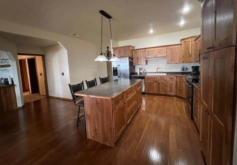 Large kitchen island is perfect for breakfast