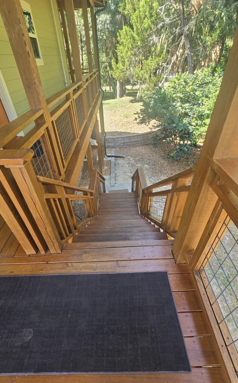 18 stairs leading to back door 