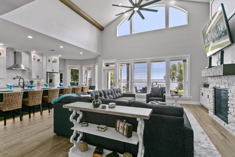 Open living area with gourmet kitchen