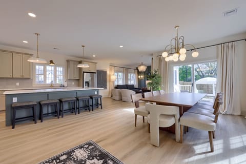 Open concept kitchen, dining room and living room