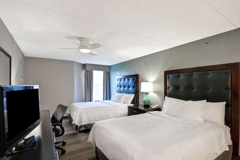 Sleep comfortably with two crisp beds for families or friends.