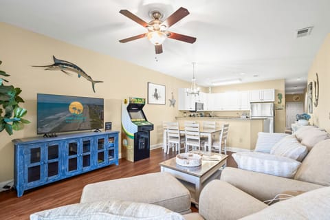 Living area with arcade game