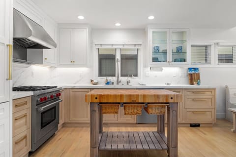 Wolf oven, butcher block island