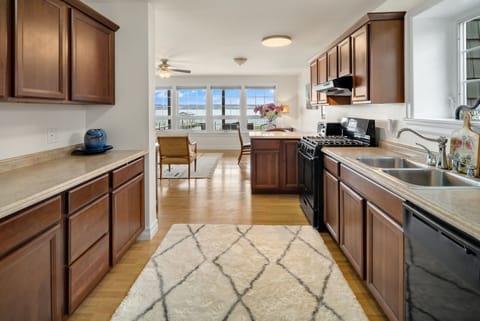 Ground level apartment; fully connected to upstairs but offers separate privacy 