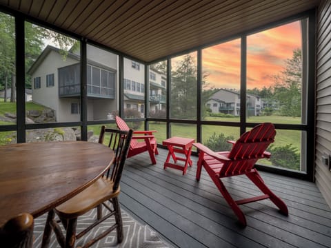 Our private and beautiful screened in porch and right off of our living room!