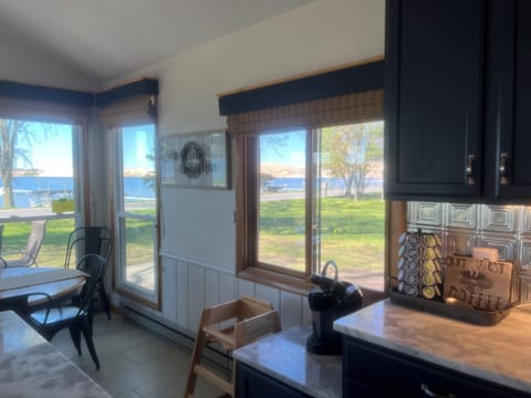 Coffee, tea and hot chocolate bar, with a view!  A highchair for the littles.