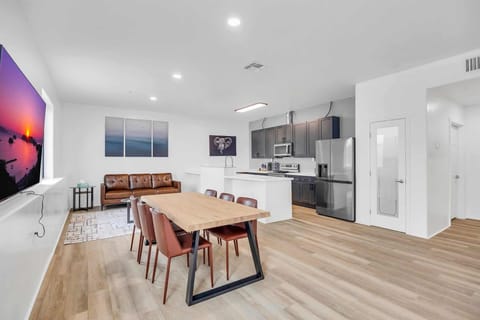 Open space living room + dining room + kitchen