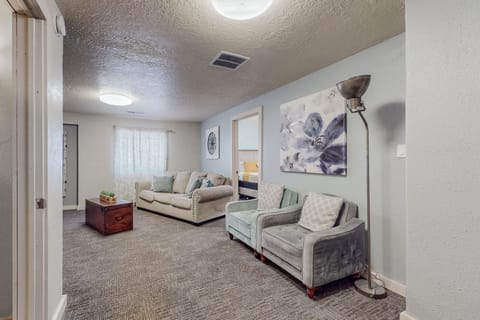 Living room space with several seating options