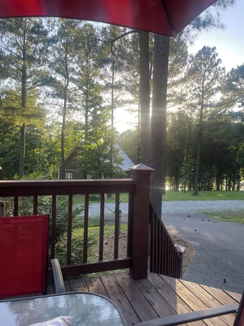 Deck patio seating view for enjoying dinner or favorite cocktail.
